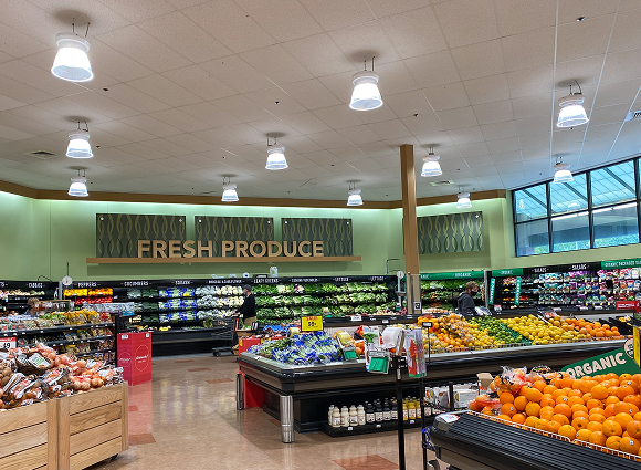 Grocery store produce aisle